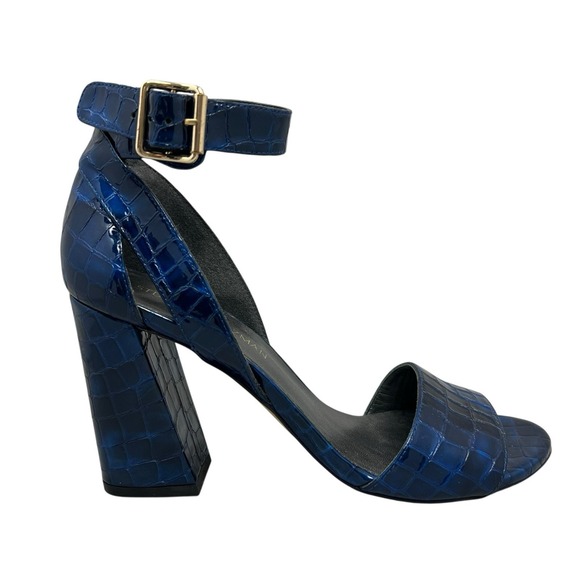 Stuart Weitzman Sandal The Mostly Sea‎ Croco Embossed Leather Women's Size 10.5 - Picture 1 of 9
